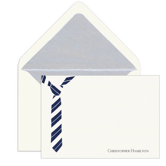 Striped Tie Engraved Motif Flat Note Cards